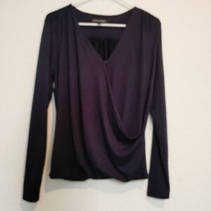 Banana Republic Black Draped Long Sleeve Blouse